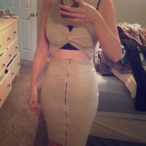 Cream body con dress